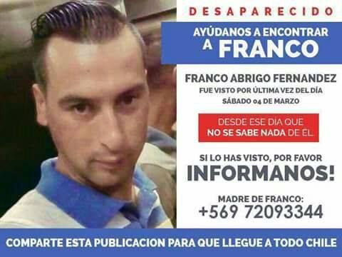 A difundir: Joven permanece perdido desde el pasado 04 de marzo en Pudahuel