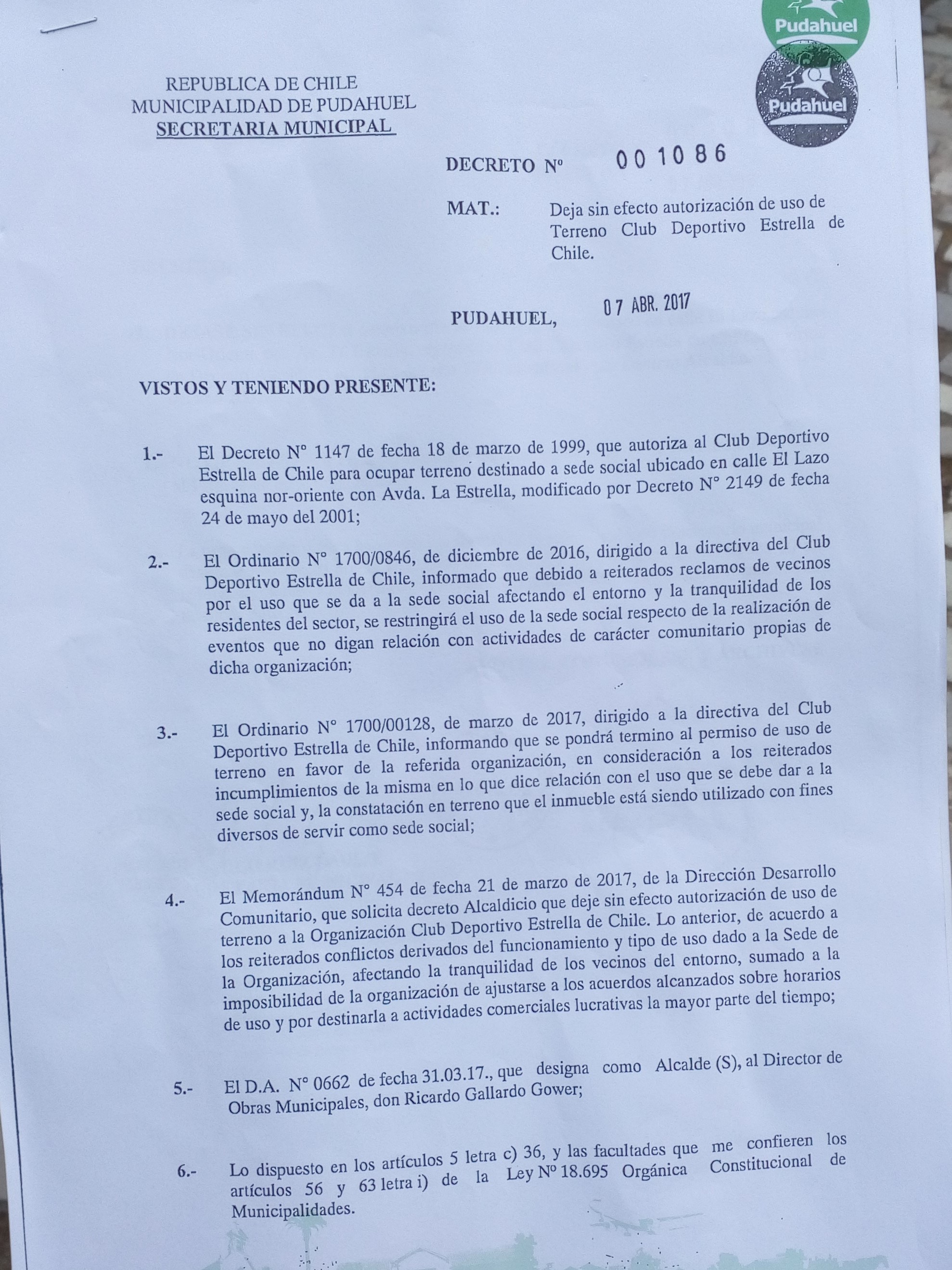 Club Deportivo Estrella de Chile reclama posible desalojo de sede por orden municipal en Pudahuel