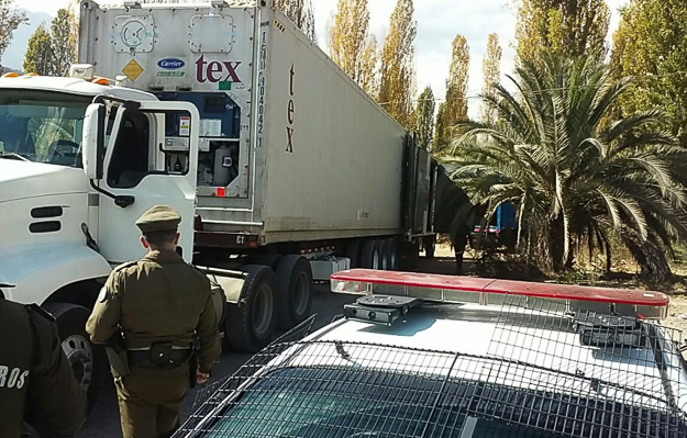 Camión robado con la totalidad de su carga en Pudahuel fue encontrado oculto en Los Andes