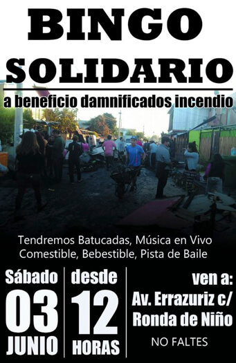 Vecinos de Cerro Navia organizan bingo a beneficio de familias damnificadas por incendio