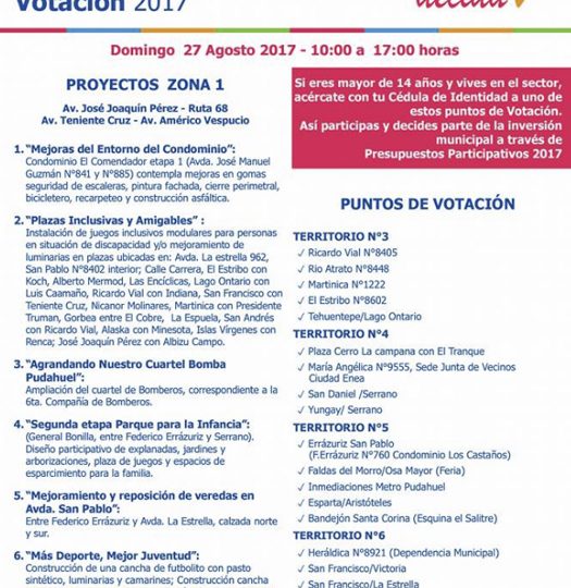 Vecinos del territorio dos llaman a votar por mejoramiento de plazas para la comunidad