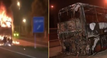 Bus es consumido por el fuego en Pudahuel