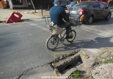 Peligro en Pudahuel por robo de rejas metálicas en resumideros de aguas lluvias
