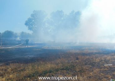Incendio de pastizales en cancha de fútbol abandonada genera gran humareda en Pudahuel