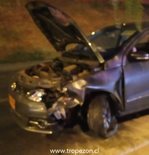 Choque de auto deja a conductor lesionado y un árbol destruido en Pudahuel