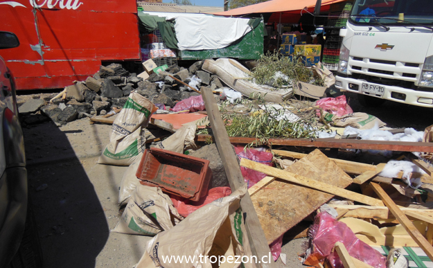 Comerciantes de ferias libres de Pudahuel norte  limpian puestos de trabajo de escombros y basura