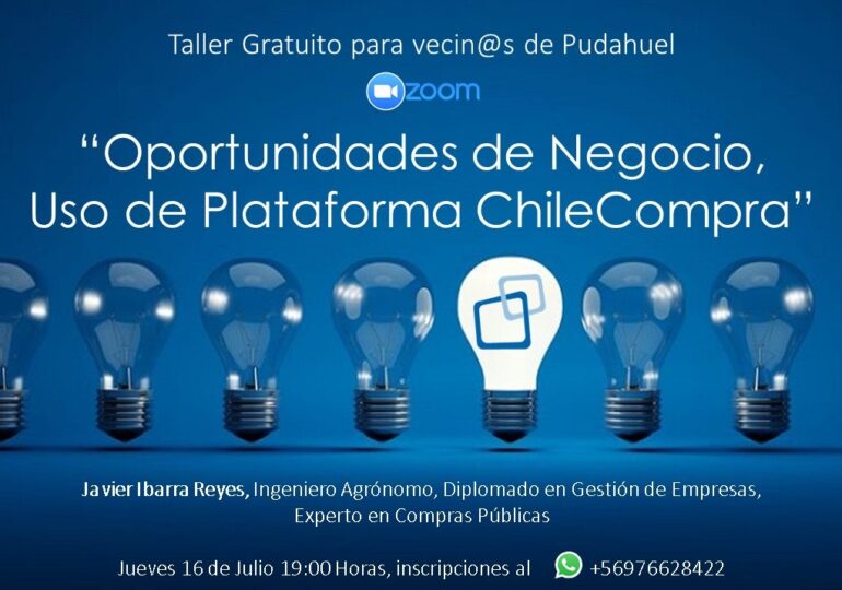 “Oportunidades de Negocio y uso de Plataforma ChileCompra”: Hoy vecino realiza segundo taller gratuito