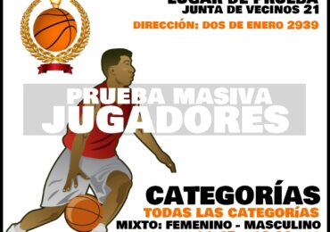 Este sábado INBA realizará prueba masiva de jugadores y jugadoras en Club de Basquetbol en Cerro Navia
