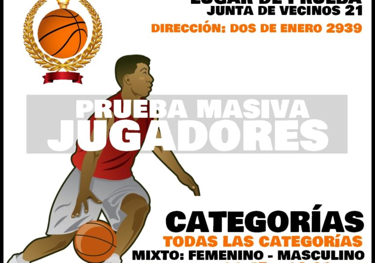 Este sábado INBA realizará prueba masiva de jugadores y jugadoras en Club de Basquetbol en Cerro Navia