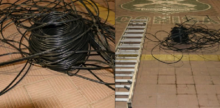 Sujeto es detenido por Carabineros portando escalera y gran cantidad de cables robados en Pudahuel