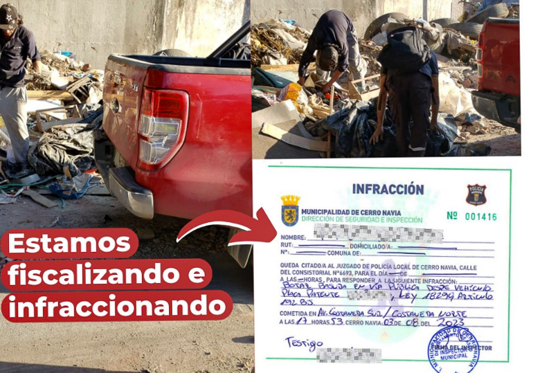 Inspectores municipales detectan e infraccionan a sujeto por botar basura en vía pública en Cerro Navia