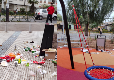 Lamentable: Individuos esparcen basura en plaza a punto de ser inaugurada  en Pudahuel