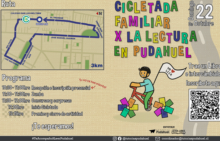 Anuncian Cicletada Familiar por la Lectura Infantil en Pudahuel