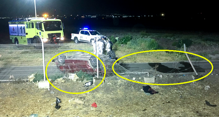 Accidente de tránsito en Pudahuel deja vehículo volcado y personas heridas