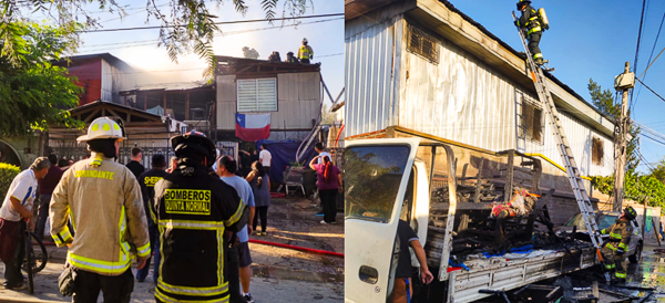 Incendio destruye vehículos y viviendas en Pudahuel