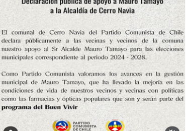 Desmarque del Partido Comunista  Comunal de Cerro Navia genera tensión en el conglomerado de gobierno