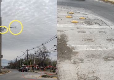 Robo de dispositivos de segregación compromete la seguridad vial en JJ. Pérez con San Daniel en Pudahuel