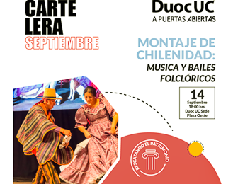 Viva la Chilenidad! Espectáculo de música y bailes folclóricos de DUOC UC se dará gratis en el Mall Plaza Oeste