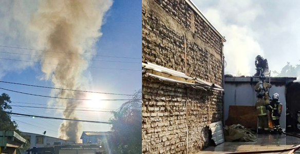 Incendio estructural afecta bodega y genera alarma en sector residencial y escuela en Cerro Navia
