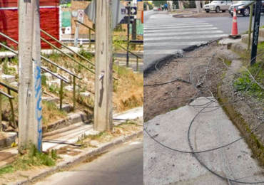 Cables en la vereda obligan a peatones a caminar por la calle en peligroso tramo de Pudahuel