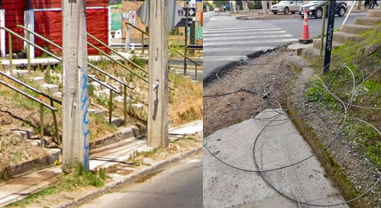 Cables en la vereda obligan a peatones a caminar por la calle en peligroso tramo de Pudahuel