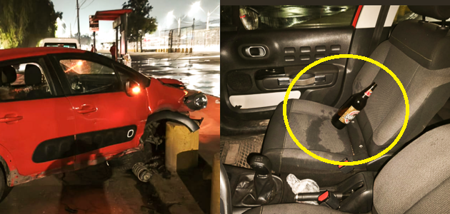 Auto choca contra bolardo de hormigón en Teniente Cruz: conductor abandonó del lugar