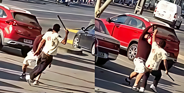 Violenta pelea entre cuidadores informales de vehículos frente a la municipalidad de Pudahuel