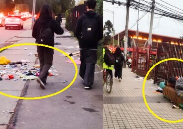 Realidad que molesta: basura y persona durmiendo en vereda de alto tránsito peatonal a pasos del metro Pudahuel