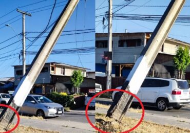 Vecinos denuncian peligro por poste eléctrico en riesgo de caer en Pudahuel Norte