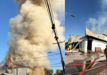 Incendio destruye panadería y deja un bombero lesionado en Cerro Navia